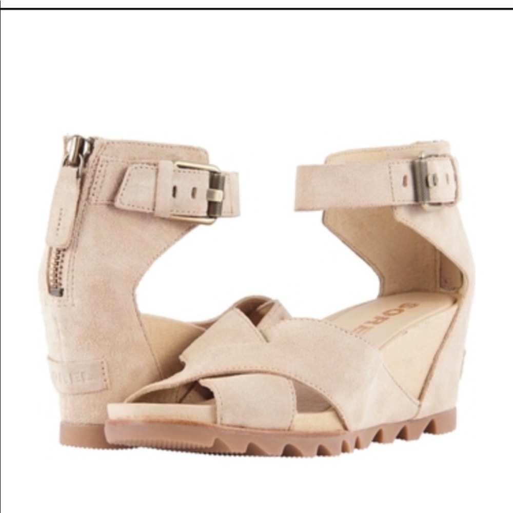 Sorel Joanie II Cream Wedge Sandals - Picture 4 of 10